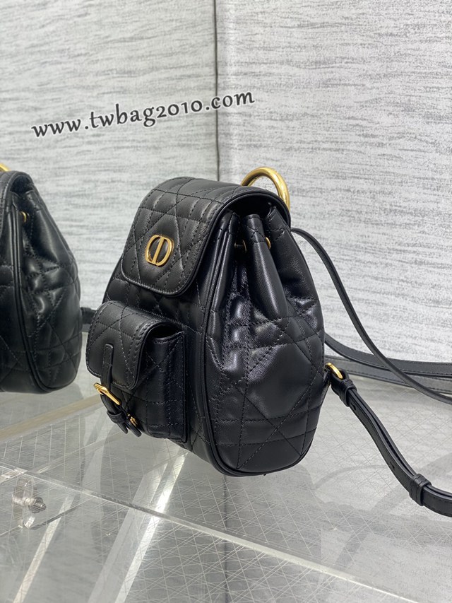 Dior专柜新款迪奥高仿原单黑色Caro秋冬系列小号双肩包 djfk1249